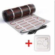 Теплый пол нагревательный мат (1,5 кв.м.) + механический терморегулятор